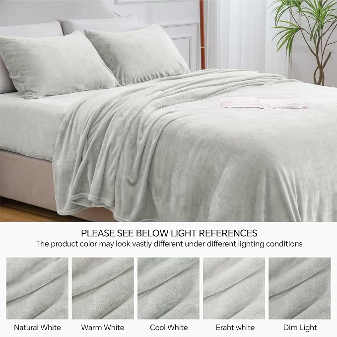 BEDELITE Flannel Sheets Twin Size Light Grey - Image 9