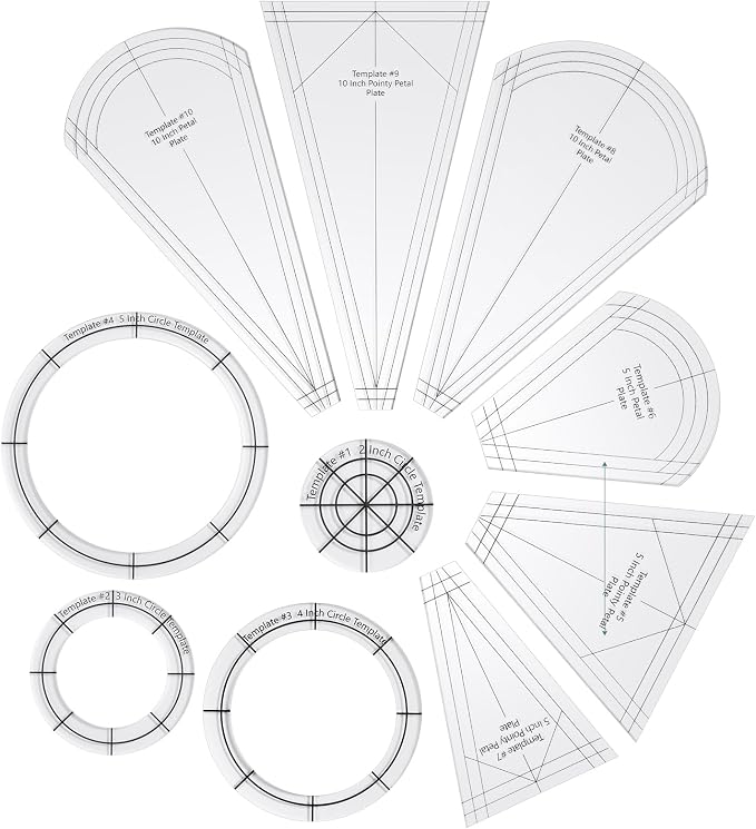 Kigley 10 Pcs 10 Inch and 5 Inch Dresden Plate Template by Kigley
