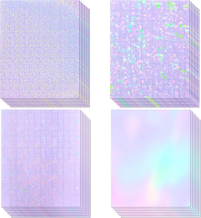 36 Sheets Holographic Laminate Sheets Clear Self Adhesive Sticker Paper | by CosrkHolographicLaminateSheets