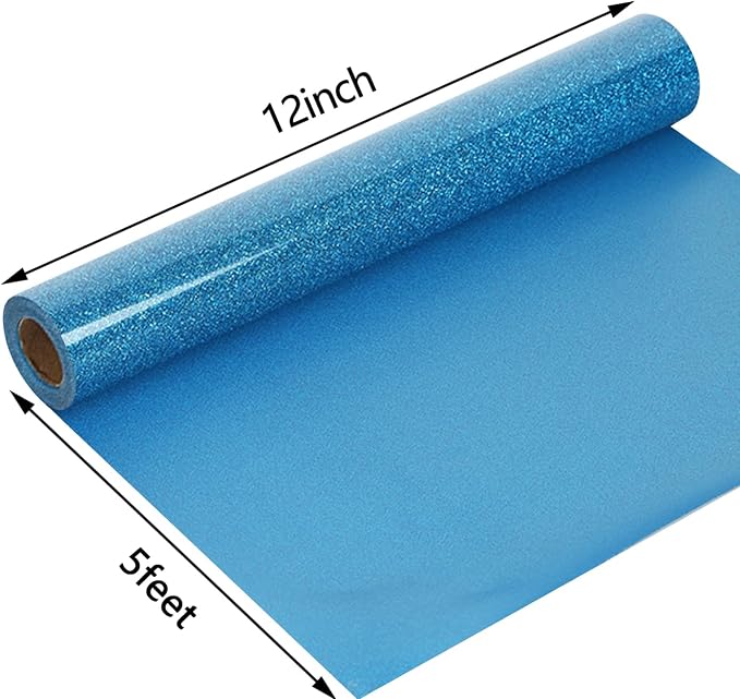 guangyintong Heat Transfer Vinyl Glitter Sky Blue HTV Rolls, Glitter HTV Vinyl - Image 2