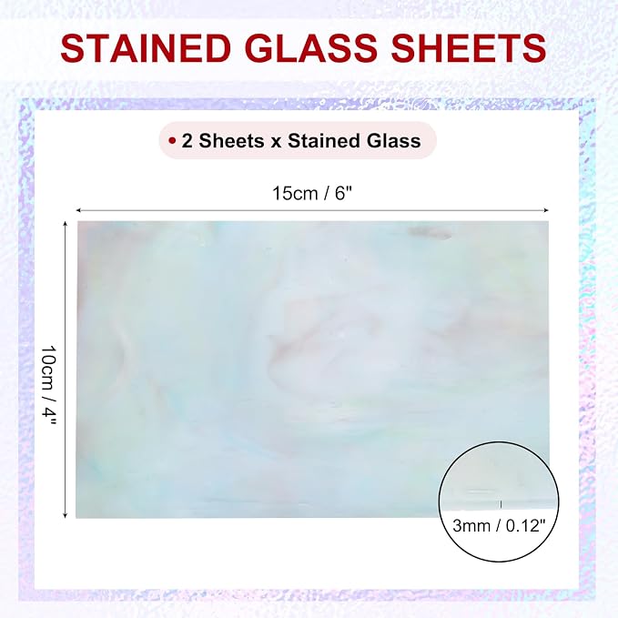 PATIKIL 4 x 6 Inch Transparent Stained Glass Sheets, 2 Sheets Mosaic Glass - Image 2