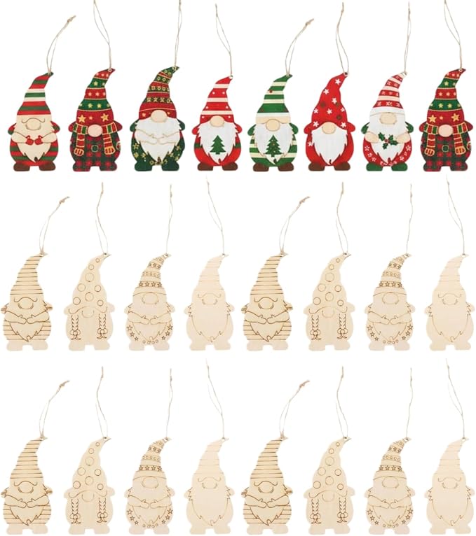 FOMIYES 40Pcs Christmas Wooden Gnome Hanging Decorations by FOMIYES