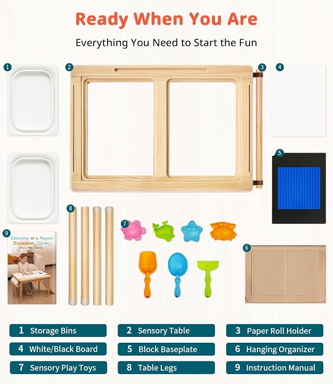 JOIN&JOY Sensory Tables for Toddler, Double-Sided Lids, Indoor/Outdoor Kids - Image 6