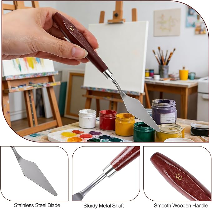 Phinus Pallet Knife 8P, Stainless Steel Palette Knife Set, Flexible Palette - Image 3