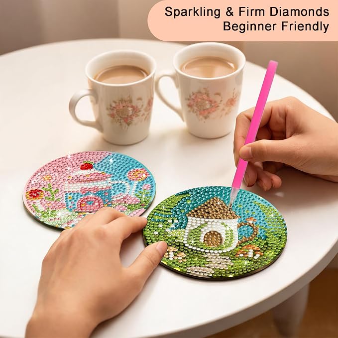 8-Pack Diamond Art Coaster Kit - Image 4