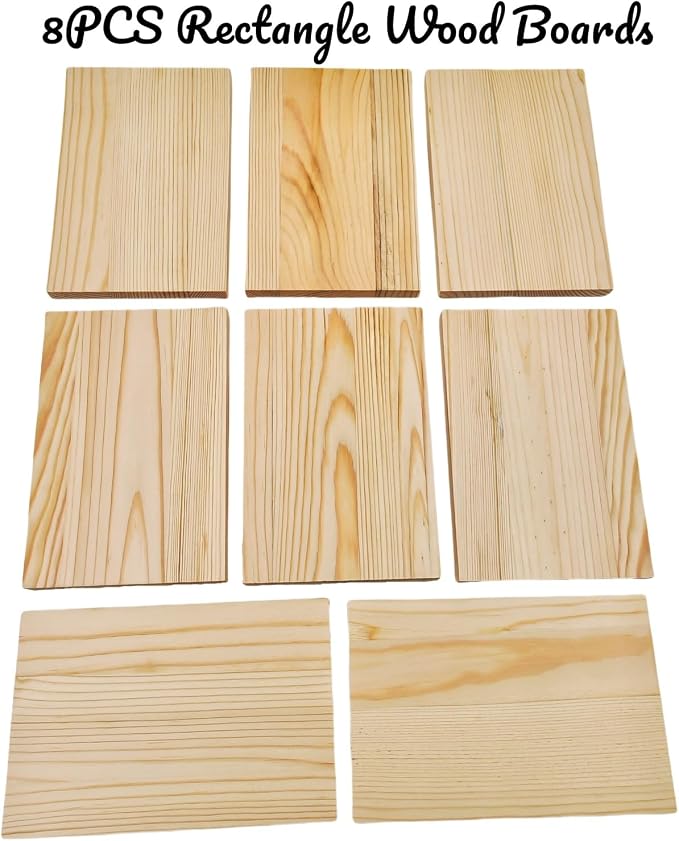 8PCS Rectangle Wood Boards Unfinished Wood Blocks - Image 2
