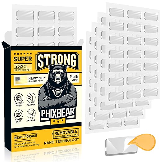 PHIXBEAR Large Mounting Putty No Residue, Double Sided Tape Glue Adhesive Dots by PHIXBEAR