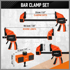 HORUDSY 3-Pack 12-Inch Bar Clamps Set - Image 9