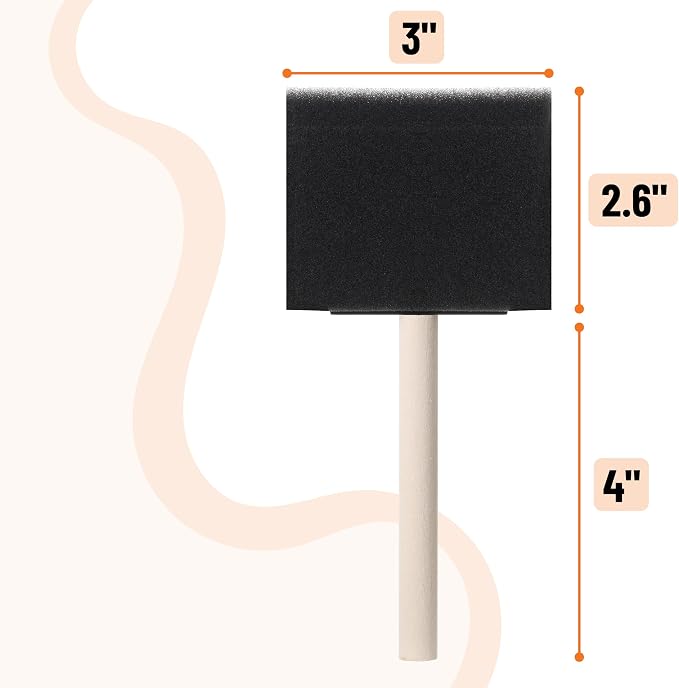 Bates- Foam Paint Brushes, 36 Pack, Wooden Handle, Sponge Brushes - Image 3