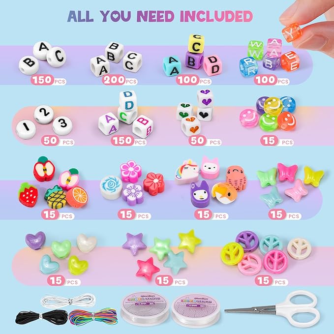 Gionlion 7 Boxes Pony Beads Bracelet Making Kit, 144 Colors 6x9mm Kandi Rave - Image 3