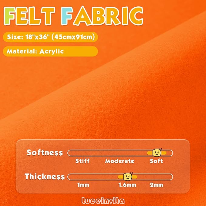 Neon Orange 18" X 36" Felt Fabric Sheet - Image 2