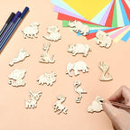 100 Pcs Unfinished Wooden Animal Cutouts Cute Blank Wood Slices - Image 5