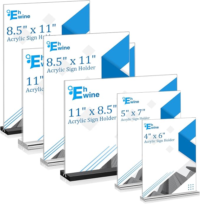EHWINE Acrylic Sign Holder 8.5 x 11, 10 Pack Horizontal Double-Sided Stand | - Image 6