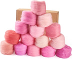 Boutigem 15 Colors 75G Pink Needle Felting Wool Roving, DIY Craft Spinning Wool - Image 7