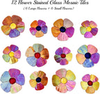 Esweny 12 Flower Stained Glass Mosaic Tiles - Image 3
