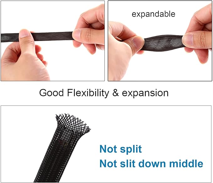 25ft - 1.25 inch PET Expandable Braided Sleeving – Black – Alex Tech Braided - Image 5