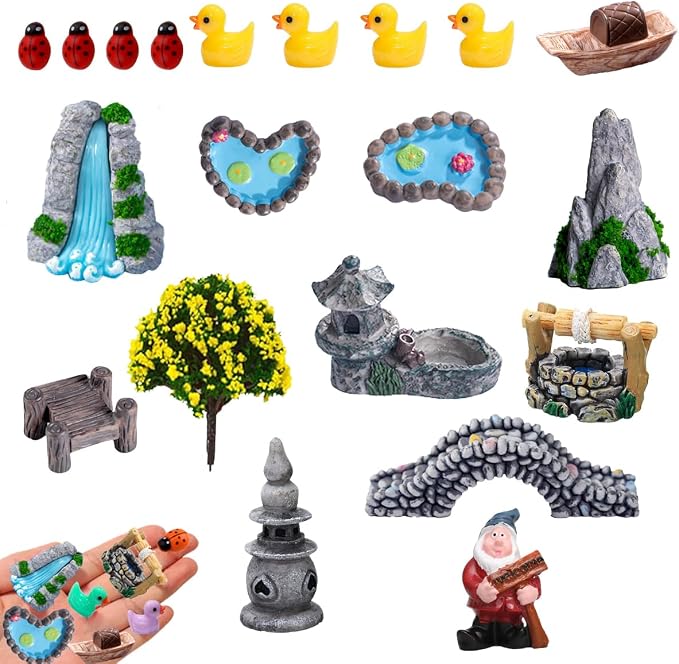 Fairy Garden Accessories 20Pcs Fairy Garden Bridge Pond Waterfall Kit | - Image 3