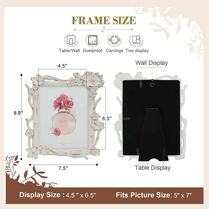 5x7 Vintage Picture Frame, Victorian Retro Decorative Photo Frames - Image 2