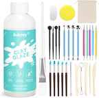 Aukney 100ML Air Dry Clay Varnish and 29pcs Tool Kit, High Gloss Air Dry Clay by Aukney