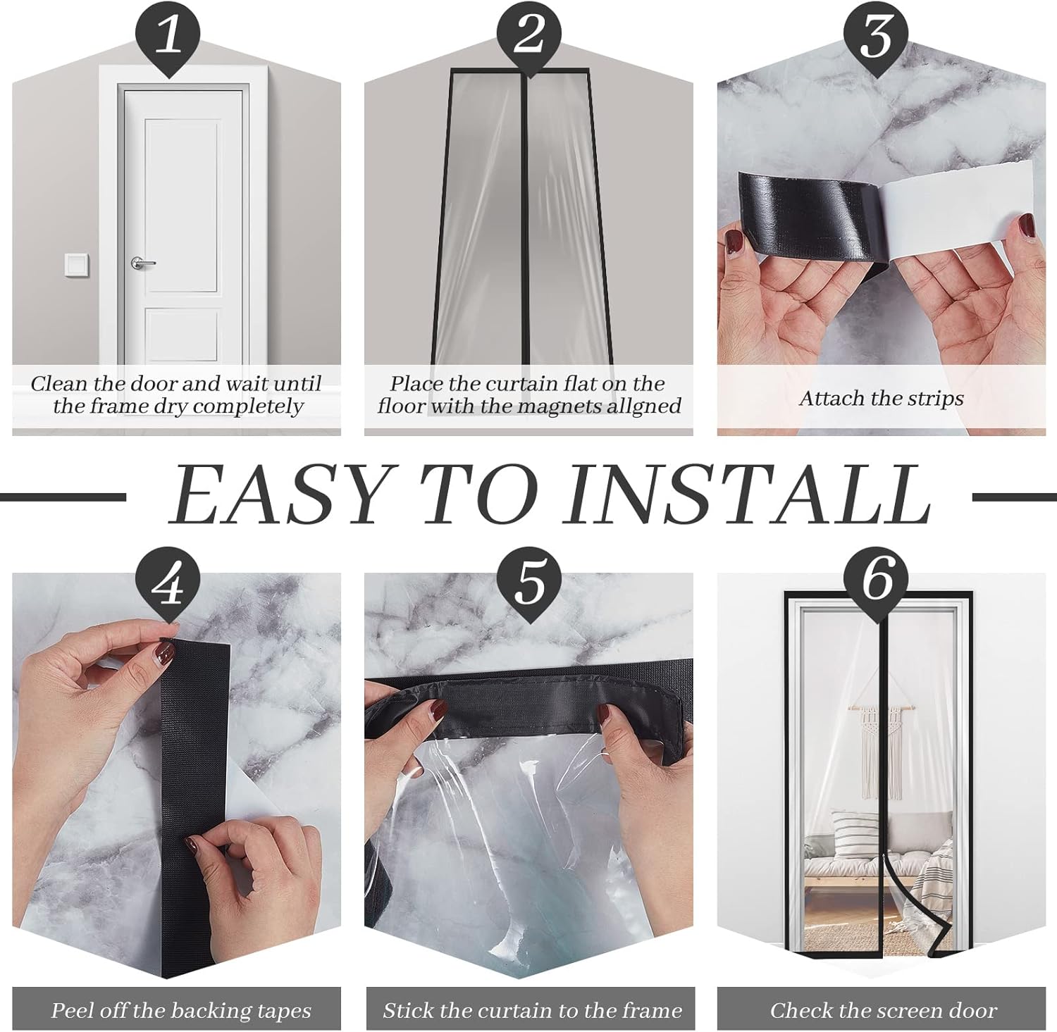 Amylove Zipper 48 x 87 Inch Dust Barrier Door Kit Construction Door Barrier 4 x 7.25 ft Reusable Plastic Curtain Cover Containment Standard Doorway Temporary Wall Screen Sheeting for Bathroom Hallway