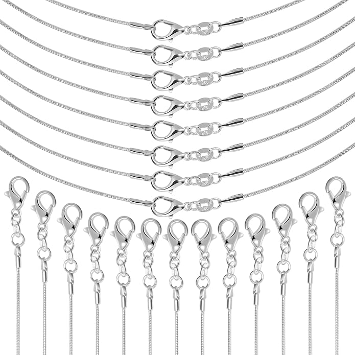 PAXCOO 25 Pack Chains for Jewelry Making, Necklace Chains Bulk Silver Plated by PAXCOO