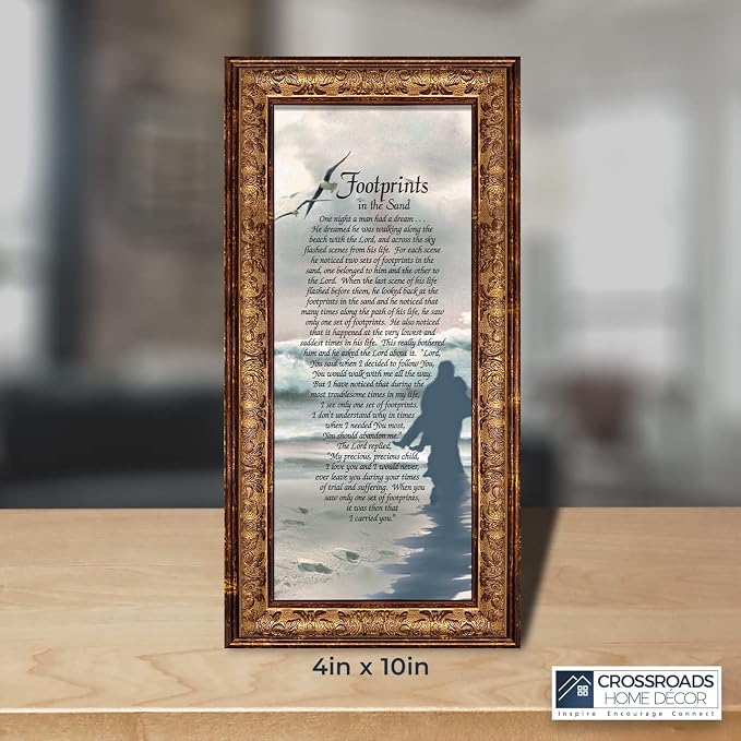 Crossroads Home Décor Footprints in the Sand Inspirational Wall Art - Image 4