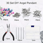 180Pcs DIY Angel Pendant Keychains Kit Includes Alloy Wing Spacer Imitated Bead - Image 6