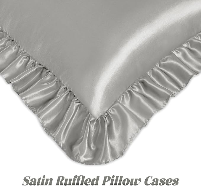 Homiest Ruffle Satin Body Pillow Cover, Silky Satin Body Pillowcase - Image 4