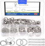 Glarks 125pcs Silver Keychain Making Kit, Keychain Craft Supplies Including Key by Glarks