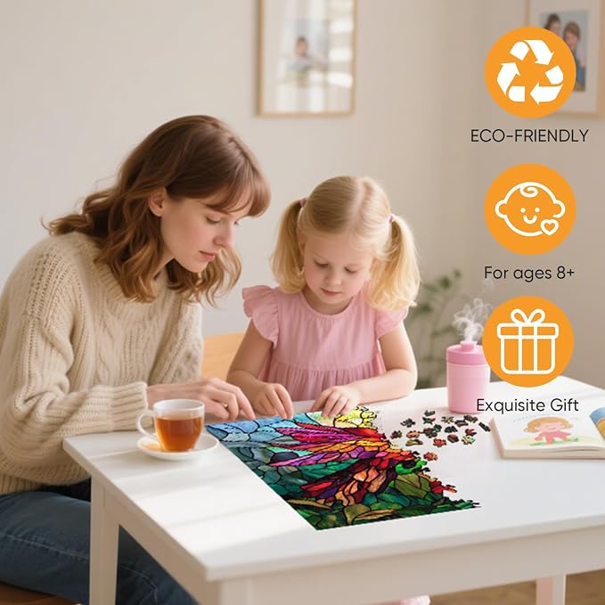 Mocfesk Wooden Puzzles for Adults, 200 Pieces Hummingbird Jigsaw Puzzle | - Image 2