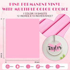 Tintnut Light Hot Pink Permanent Vinyl 8 Sheets 12''x10'' Adhesive Vinyl | - Image 2