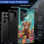 for Samsung Galaxy S24 Ultra Case, Highland Cow Flower Pattern Glossy 2 in 1 - Image 3