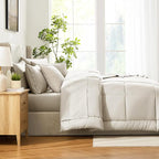 CozyLux King Size Comforter Set Oatmeal, 7 Pieces Bed in a Bag, Oatmeal - Image 9