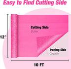 VinylRus Hot Pink Glitter HTV Heat Transfer Vinyl Roll - Image 3