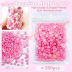 qiipii 380PCS 8mm Rose Pink Half Round Pearls Bulk - Image 2