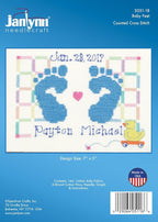 Janlynn Counted Cross Stitch Kit, Baby Feet Birth Announcement Blue, By the yard - Image 2