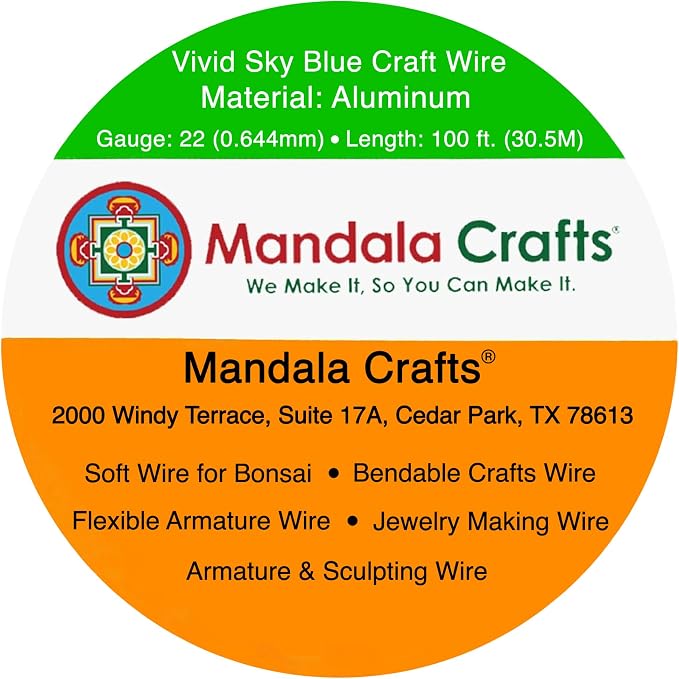 Mandala Crafts 22 Gauge Vivid Sky Blue Anodized Aluminum Craft Wire, 100 FT | - Image 3