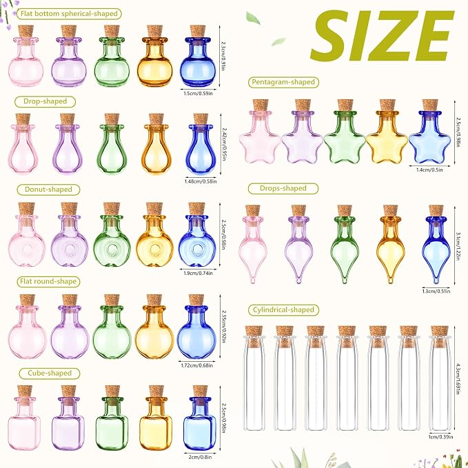 Geiserailie 80 Pieces Tiny Glass Bottles Spell Jars - Image 3
