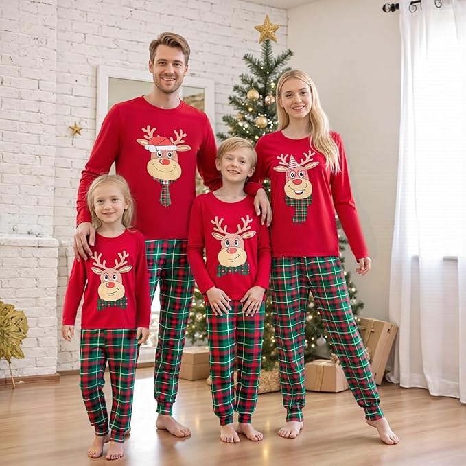 Awoscut Family Christmas Pajamas Matching Pajamas for Family, Xmas PJs Sets Holiday Sleepwear