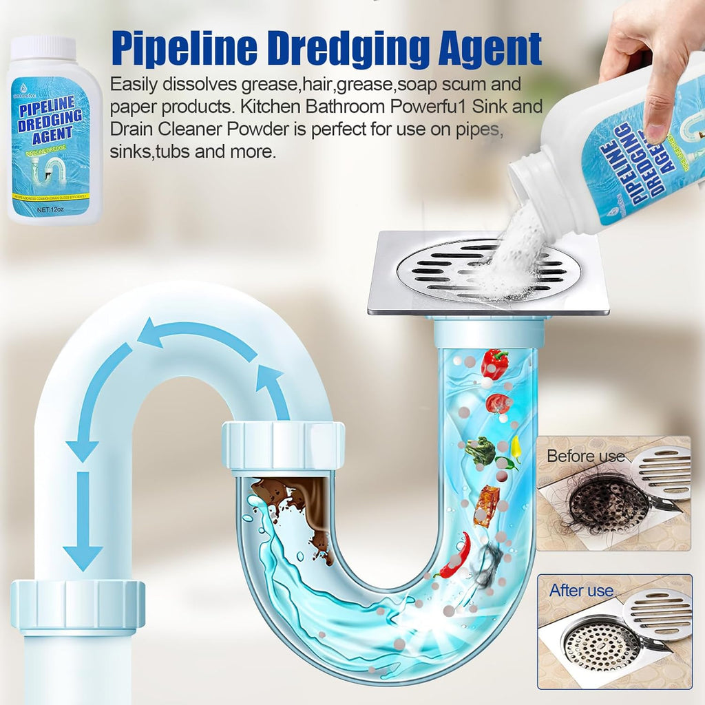 Pipeline Dredging Agent, Drain Clog Remover, Powerful Unclog Sink Drain Cleaner, for Kitchen Bathroom Sinks, Tubs Pipe Cleaning Tool (1PCS)