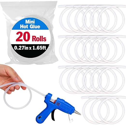 20 Pack Mini Hot Glue Stick Rolls, Each 1.65 FT Long x 0.27" Diameter Glue by YesBes
