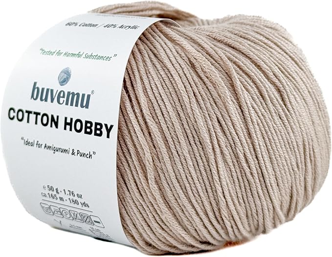 Cotton Hobby Yarn for Amigurumi Crochet & Knitting | 1.76 oz / 180 yds by buvemu