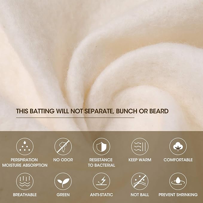 Zipcase 90 Inches X 108 Inches Queen Size Warm Soft Natural Cotton Batting - Image 2