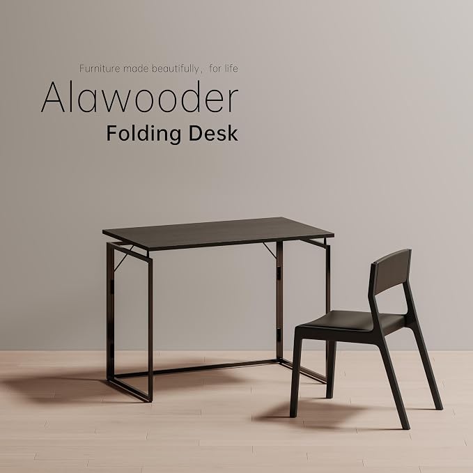 alawooder 31.5" Folding Desk: No Assembly, Wood Top - Image 9