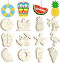 36PCS Wooden Summer Ornaments to Paint, 12 Styles DIY Blank Unfinished Wood by Sophena