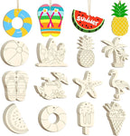 36PCS Wooden Summer Ornaments to Paint, 12 Styles DIY Blank Unfinished Wood by Sophena