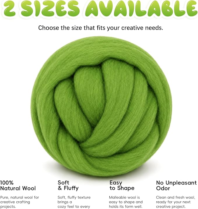 3.53oz Wool Roving: Needle Felting Wool White Roving Wool Felting Supplies Pure - Image 8