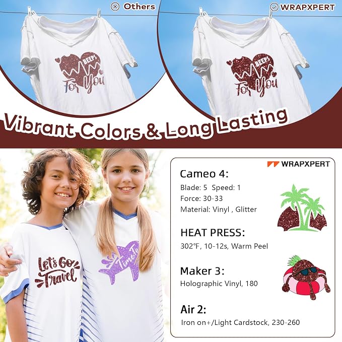 WRAPXPERT Maroon Glitter Heat Transfer Vinyl Roll, Holographic Glitter Wine Red - Image 5