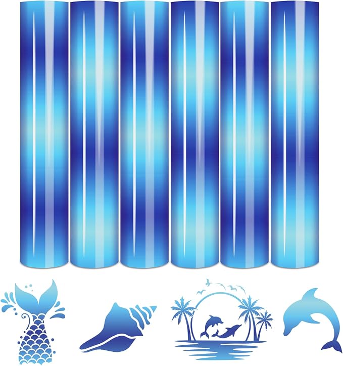 Tintnut Blue Gradient Heat Transfer Vinyl, PU HTV Sheets, easy cut & weed by Tintnut