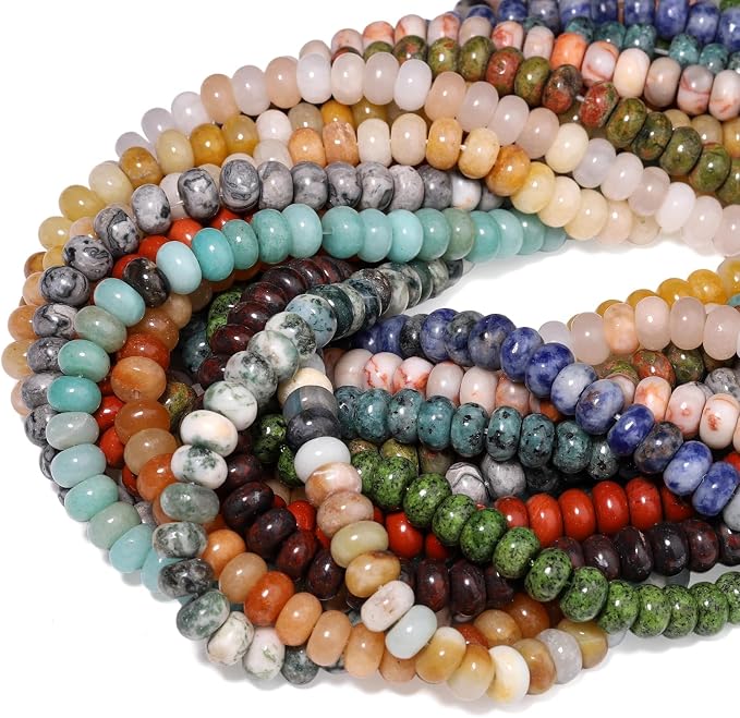 Songxi 5x8mm Natural Unakite Stone Rondelle Beads, Gemstone - Image 8